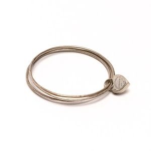 Vintage Tiffany & Co New York 925 Silver Three Bangle Bracelet  Heart Lock Charm